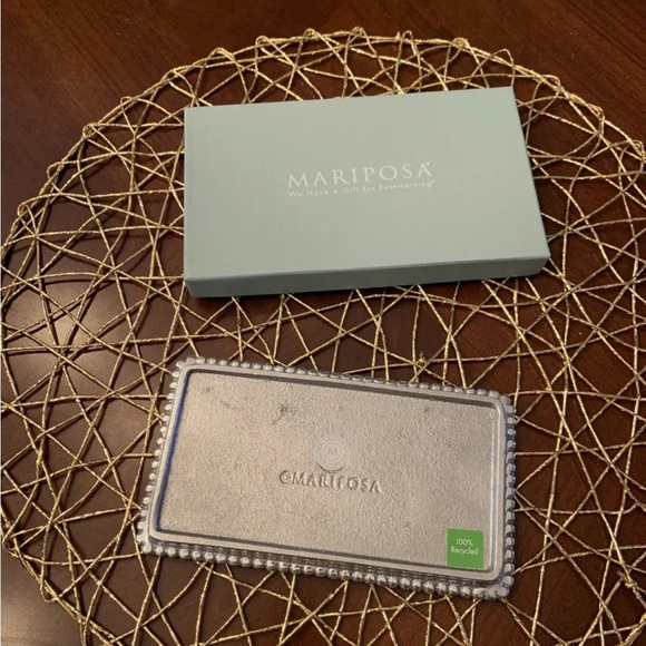 Mariposa silver pearled statement tray Bah humbug Etching holiday Christmas gift - Picture 4 of 4